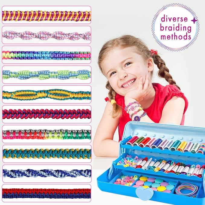 TingingYuli Friendship Bracelet Making Kit, 3-Layer Storage Box, Gift 6-12 | - Image 3