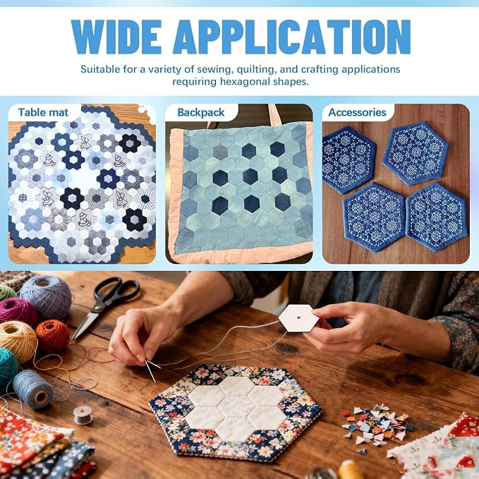 2000 PCS Hexagon Piecing Paper Templates, Quilting Templates Accessories - Image 5