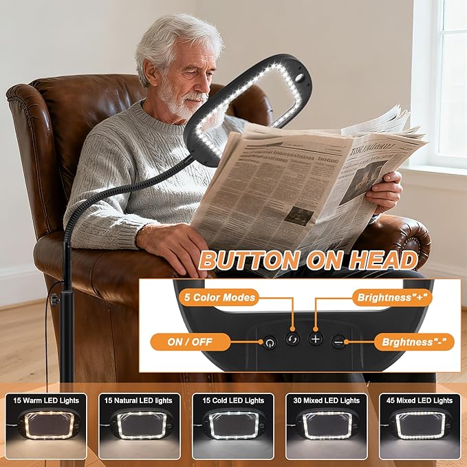 Floor Magnifying Glass with Light and Stand, 30X & 10X Floor Magnifying Lamp - Image 5