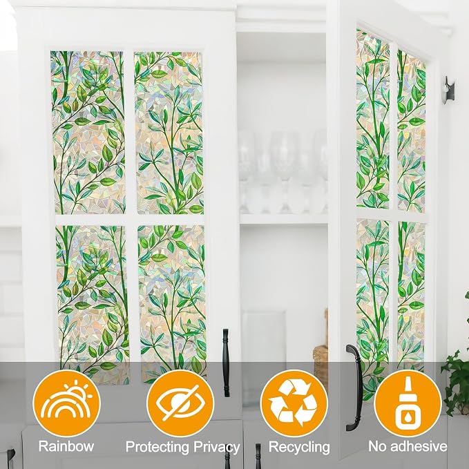 Countewol Window Privacy Film Stain Glass Window Film Rainbow Window Film - Image 9