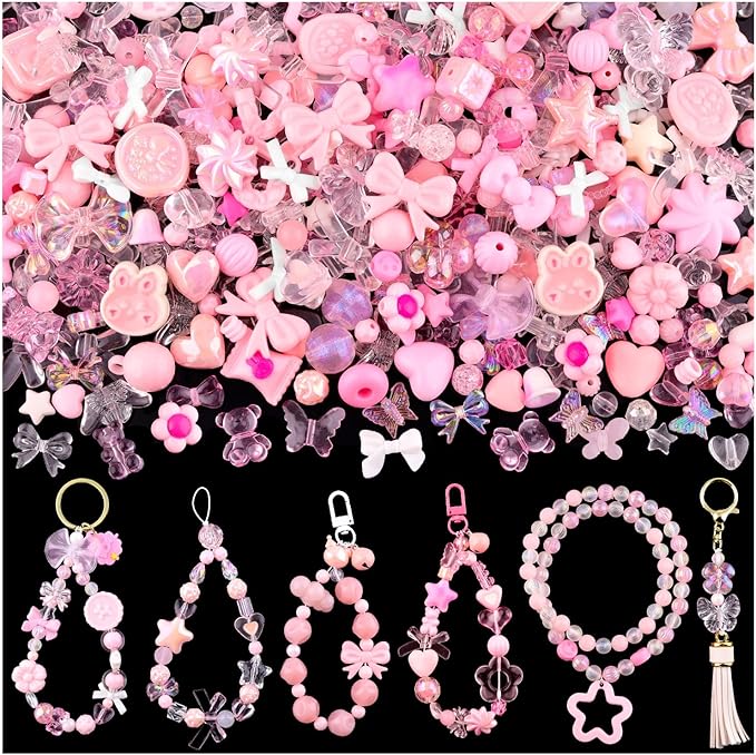 200-260PCS TINKRSTUFF Assorted Pink Acrylic Beads by TINKRSTUFF