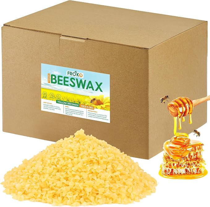 FROKO Yellow Natural Beeswax Pellets 10LB, Organic Beeswax, Beeswax by FROKO