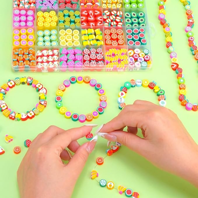 Gionlion Fruit Polymer Clay Beads Bracelet Making Kit, Colorful Clay Beads - Image 3