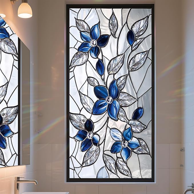 Stained Glass Window Privacy Film Static Cling by AOHMPT