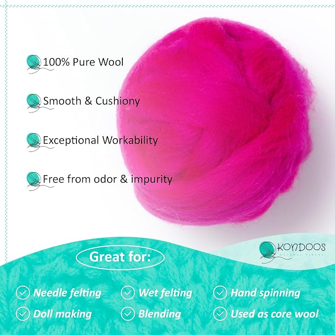 Kondoos Natural Wool roving, 2 OZ. Best Wool - Image 3