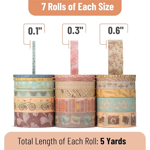 Mr. Pen- Washi Tape Set, 21 Rolls, 5 Yards/Roll | Washi Tape - Image 4