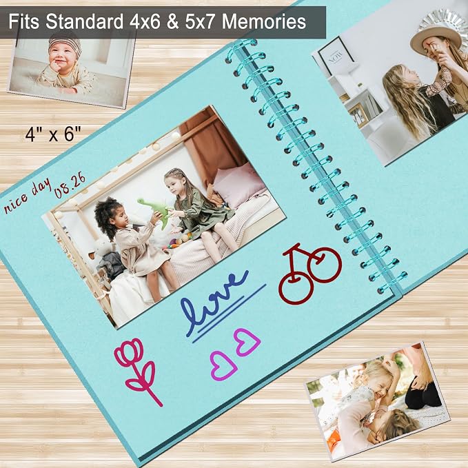 DIY Scrapbook Album 7x7 Inch, Hardcover Kraft Paper Scrap Book Photo Album - Image 6