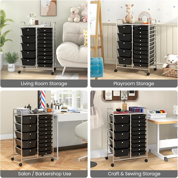 BECOMFORT 15-Drawer Rolling Cart - Image 8