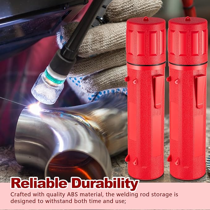 Zonon 4 Pcs Electrode Rod Storage Tube 14 Inch Airproof and Waterproof Welding Rod Holder for Canister(Red)