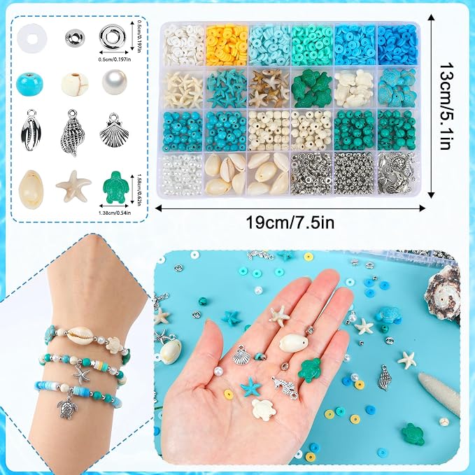 UPINS 2100Pcs Ocean Beads Bracelet Making Kit, Summer Beach Beads - Image 5