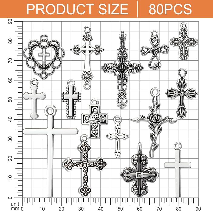 Hicarer 80 Pieces Antique Silver Pendants Charms Pendants Gothic Jewelry Making - Image 3