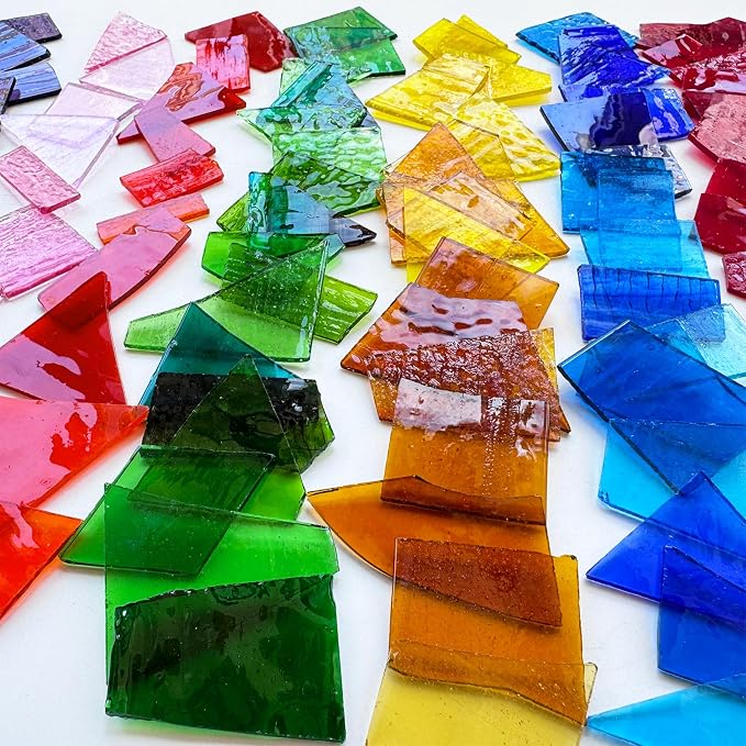 ILLUCKAI 2.2lb Colorful Transparent Stained Glass Scraps, Irregular Stained - Image 4