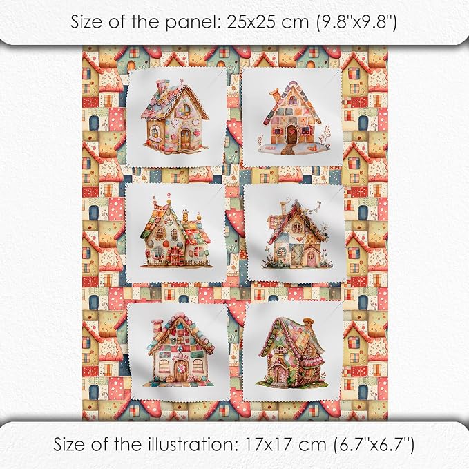 Patchwork Fairy Cottage Cotton Fabric Panel – 6 Designs + Bonus Sheet 29.5×19.6 - Image 6