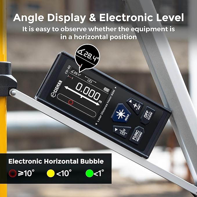 CIGMAN Dual Laser Measuring Tool, 393ft/120M Bilateral Laser Measurement Tool, Rechargeable Laser Measure with M/in/Ft 6 Units, Backlit LCD Display, Angle Sensor, Pythagorean Mode, Area and Volume