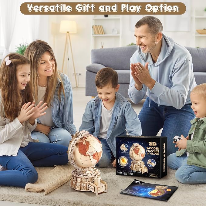 Elcoho 189-Piece 3D Wooden Globe Puzzle - Image 6