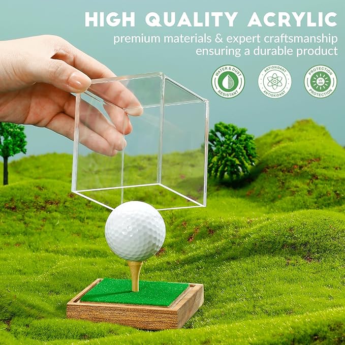 JupDec Golf Ball Display Case Clear Acrylic Memorabilia Stand Cube Holder - Image 2