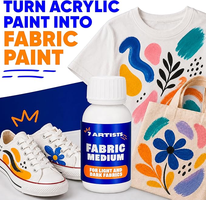 Fabric Medium for Acrylic Paint 4.2 fl oz – Turn Acrylics Into Washable Fabric - Image 2