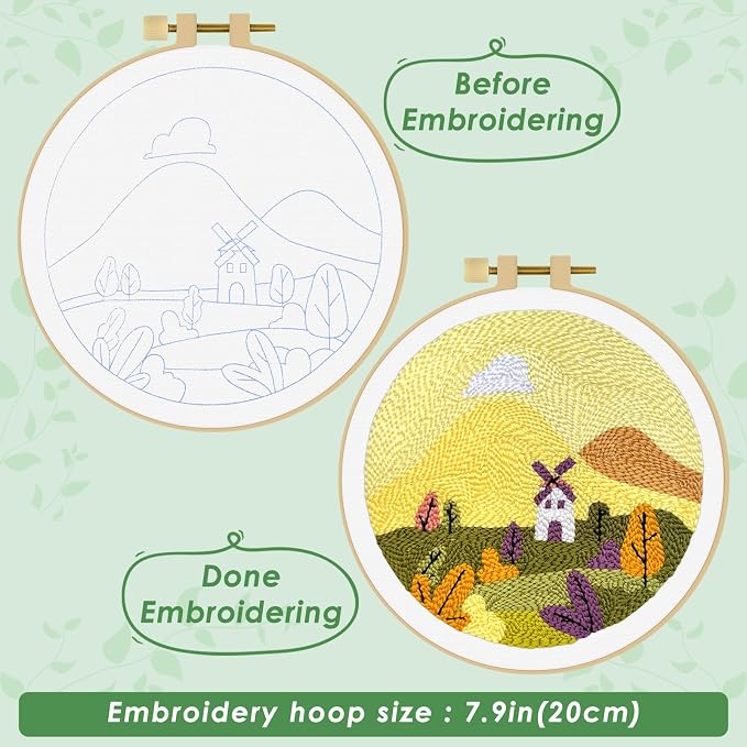 ERKOON Punch Needle Kit Adults Beginners, DIY Easy Landscapes Embroidery Set - Image 3
