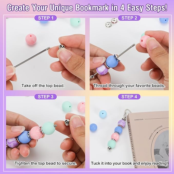 Sandure 162pcs DIY Beadable Metal Bookmarks Craft Kit - Image 3