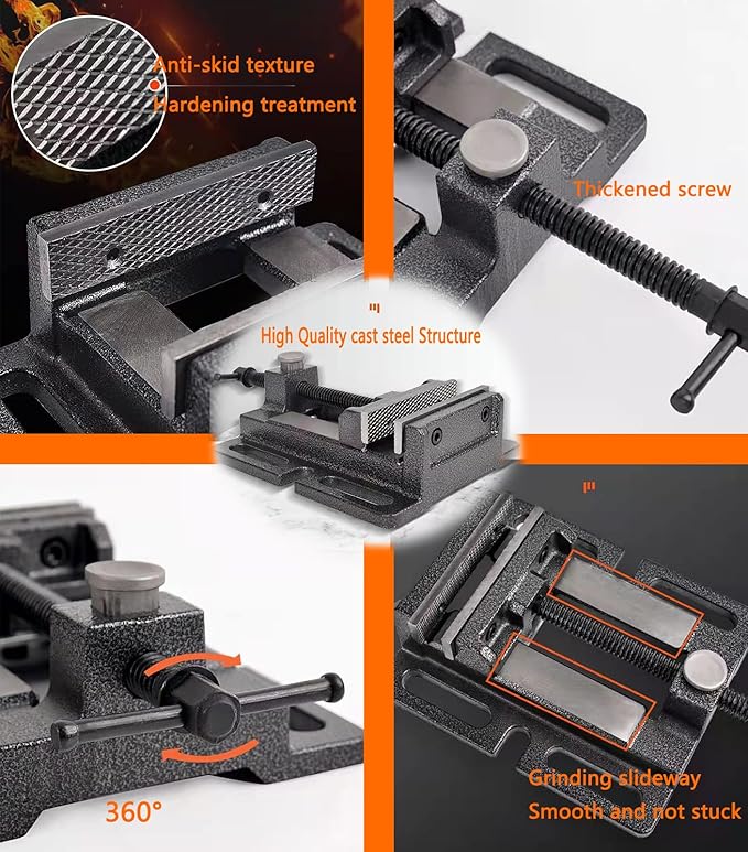 MYTEC Drill Press Vise, 3.0" Black, Quick Release Workbench Industrial Vise Clamp, High-grade cast steel Bench Clamp
