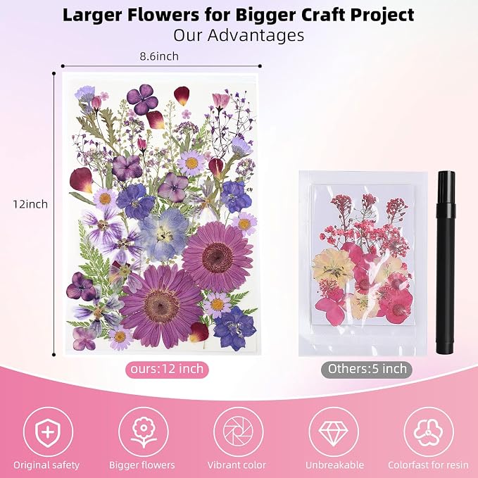 12“ Large Bulk Dried Pressed Flowers - Image 2