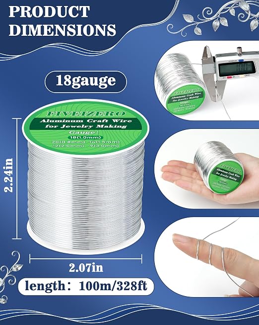 FIVEIZERO 18 Gauge Aluminum Craft Wire 328ft, Armature Wire - Image 2