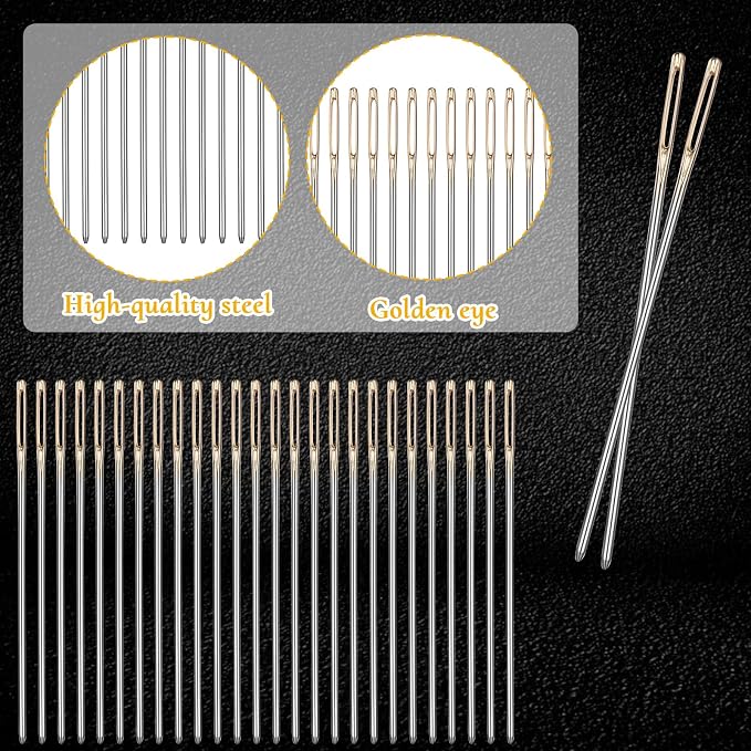 90 Pieces Cross Stitch Needles 22 & 24 & 26 Gauge Golden Large Eye Embroidery - Image 6
