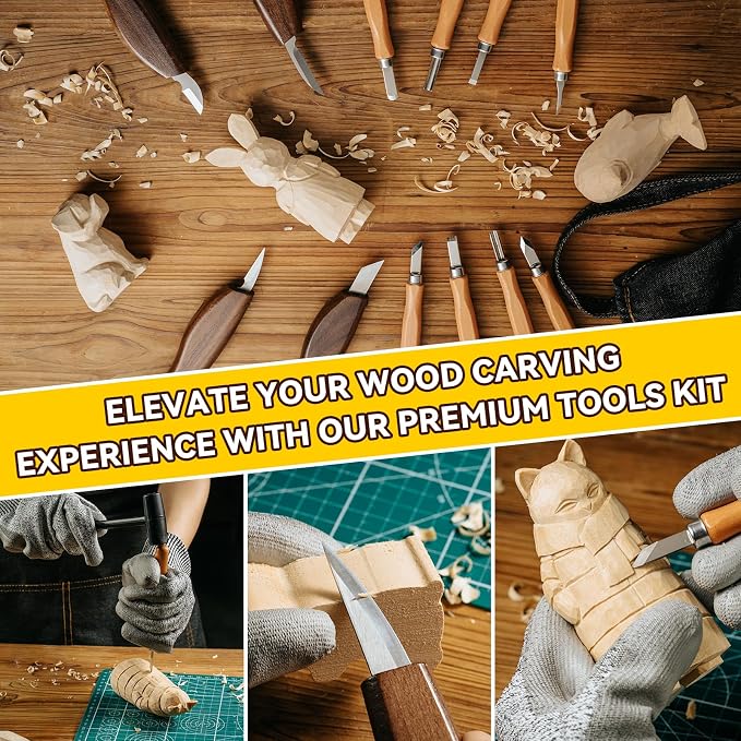 Wood Carving Kit, Deluxe Wood Carving Set, 6 Wood Carving Knives 8 Chisels 6 - Image 6