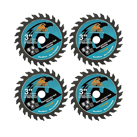 Wood Cutting Disc 3 Inch 4pcs - 24T TCT Carbide Tipped Teeth Compact Circular Saw Blade with 10mm Arbor, General Purpose for Cuttting in Wood Plastic and Composite Materials