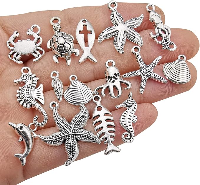 Youdiyla 100pcs Summer Beach Charms Collection, Bulk Marine Sea Animal Life - Image 3