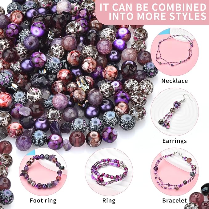 900pcs Glass Craft Beads for Bracelet Making Kit, Include Assorted - Image 3