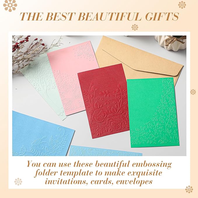 Geiserailie 8 Pcs Embossing Folders 2d/3D Embossing Machine Template Paper Card - Image 5