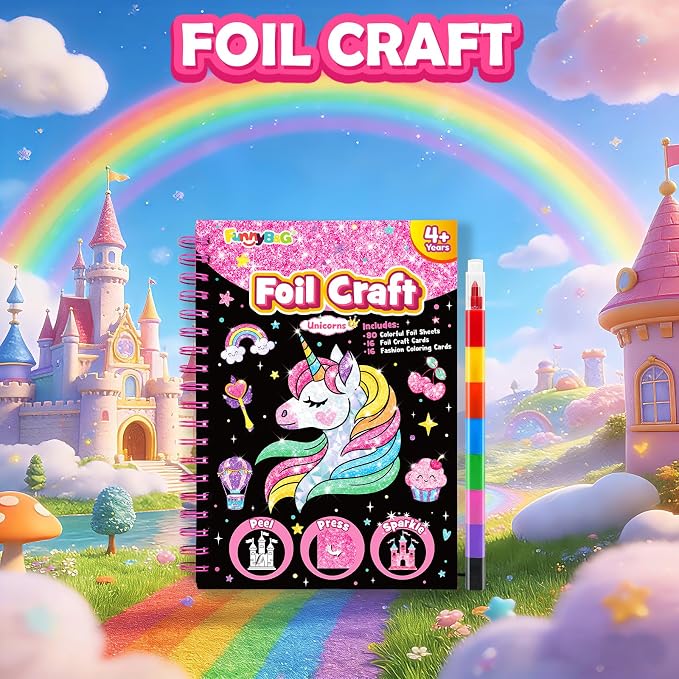 FUNNYB&G Foil Art Craft Kit for Girls 4-10 Years Old: Mess-Free & No-Glue - Image 3