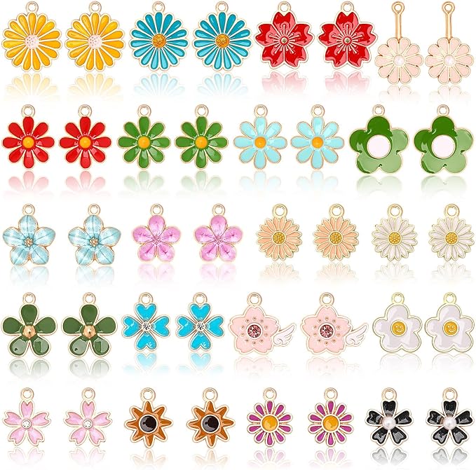 MARFOREVER 40 Pcs/20 Pairs Flower Charms by MARFOREVER