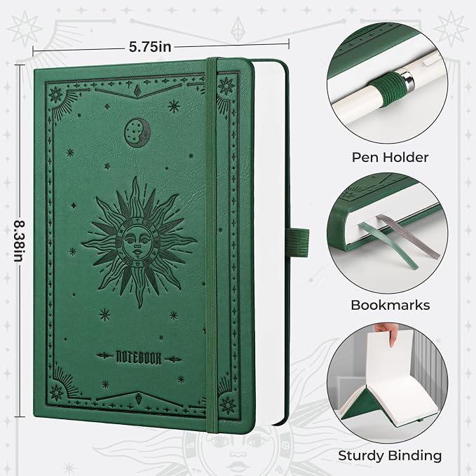 EMSHOI Dotted Journal Notebook, 320 Pages, A5 Size | Leather Hardcover - Image 4