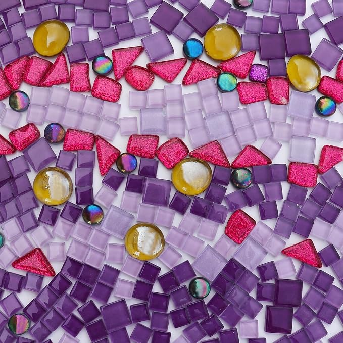 LITMIND 1.1LB Purple Mixed Irregular Crystal Glass Mosaic Tiles by LITMIND
