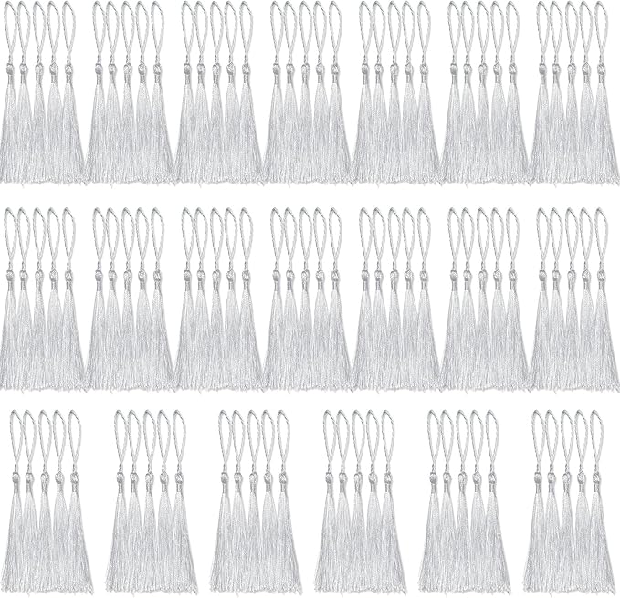 100 Pcs White Mini Tassels 13cm/5 Inch by CREATRILL
