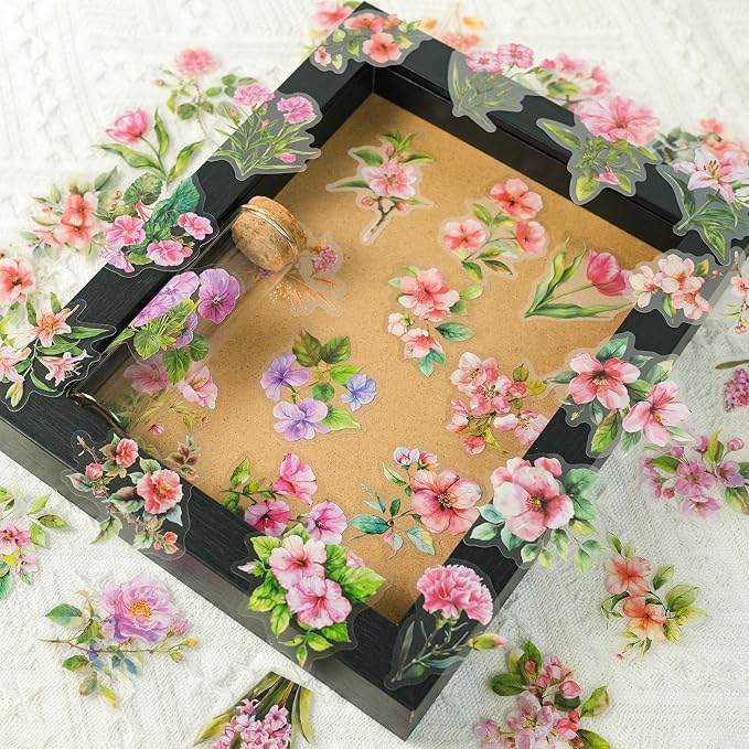 50pcs Pink Flower Stickers for Scrapbooking - Image 3