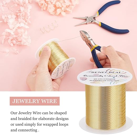 BENECREAT 24 Gauge 87 Yards Jewelry Beading Wire Light Gold Tarnish Resistant - Image 3