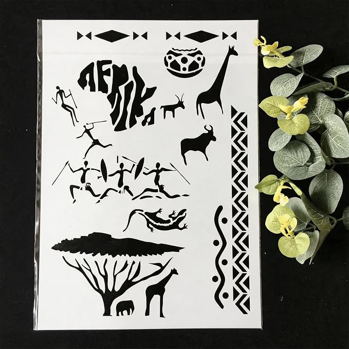TIAMECH A4 Reusable African Tribal Stencil - Image 2