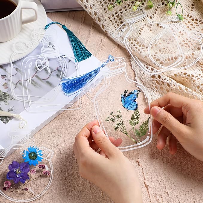 TaoBary 91 Pcs DIY Handmade Transparent Dried Flower Bookmark Set Include - Image 6