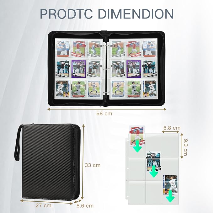 Trading Card Binder with Sleeves 9 Pocket Premium 720 Double Sided Pocket PU - Image 2