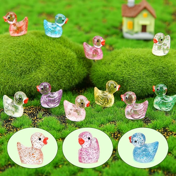 240 Pcs Glitter Mini Resin Ducks, Colorful Tiny Small Plastic Ducks Figures to - Image 2
