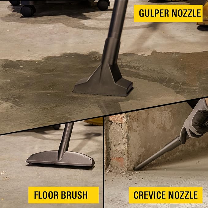 STANLEY Wet Dry Vac, 5 Gallon Portable Shop Vacuum Wet/Dry, 4 Horsepower, Stainless Steel Tank, 4.0 HP, Silver+Yellow, SL18115