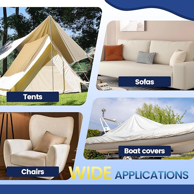 Self-Adhesive Canvas Repair Tape, 8.3" x 11" Waterproof Canvas Repair Patch, Fabric Patch Repairs Kit for Furniture, Tents, Sunbrellas, Boat Covers Awnings, Couches, Clothes, Bags White