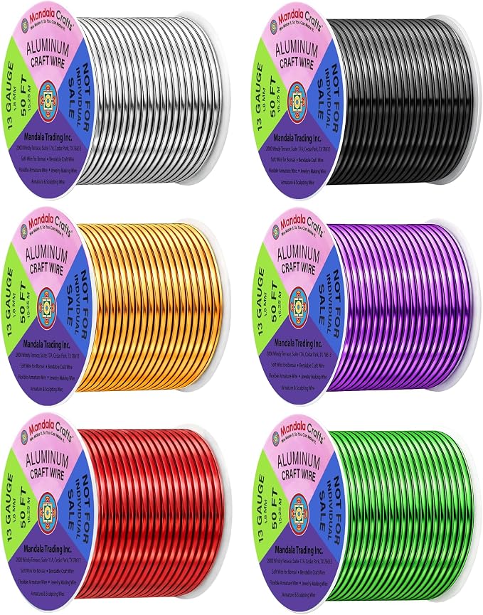 Mandala Crafts 13 GA Silver Black Red Assorted Anodized Aluminum Craft Wire | by MandalaCrafts