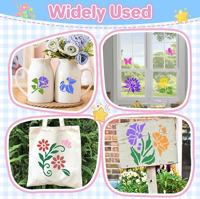 100Pcs Flower Stencils 4 Sizes 1.5/2/3/4 Inch Reusable Floral Drawing Templates - Image 7