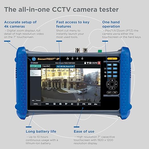 TREND Networks | R171000 | SecuriTEST IP | CCTV Camera Tester for IP Digital/HD Coax/Analog Systems | Camera Configuration, Installation and Troubleshooting