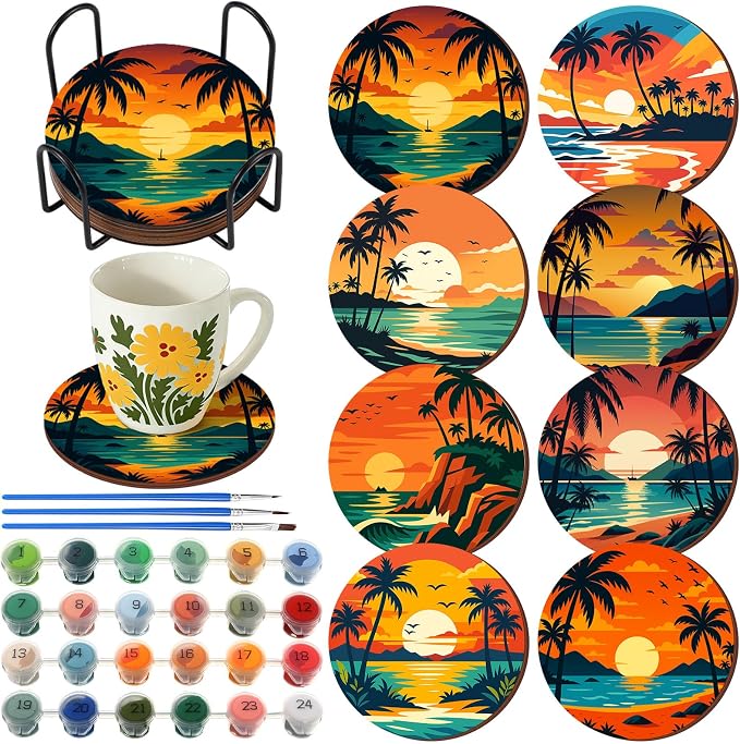 Reallnaive 8 Pcs Beach Paint by Numbers Kit by Unknown