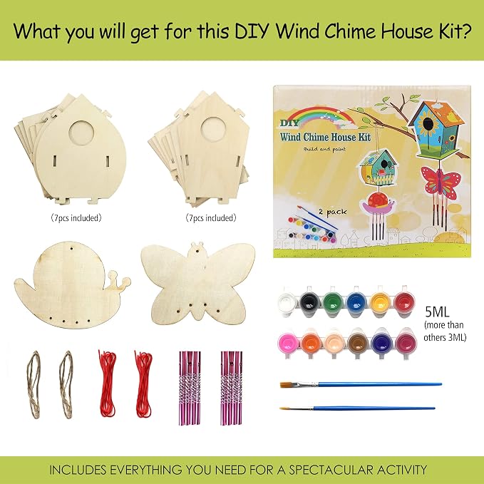 Home Composer 4 Pack DIY Bird House Wind Chime Kits - Image 3